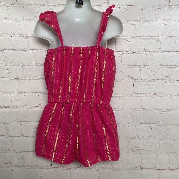 Cat & Jack Pink and Metallic Gold Ruffled Jumper/Romper - Picture 4 of 6
